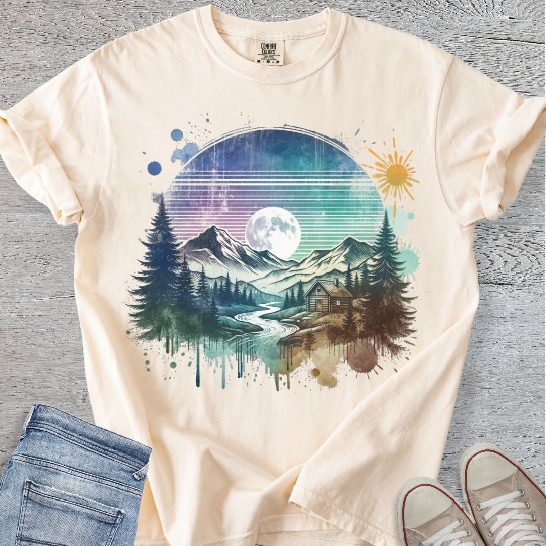 Cozy Moonlit Cabin Premium Tee