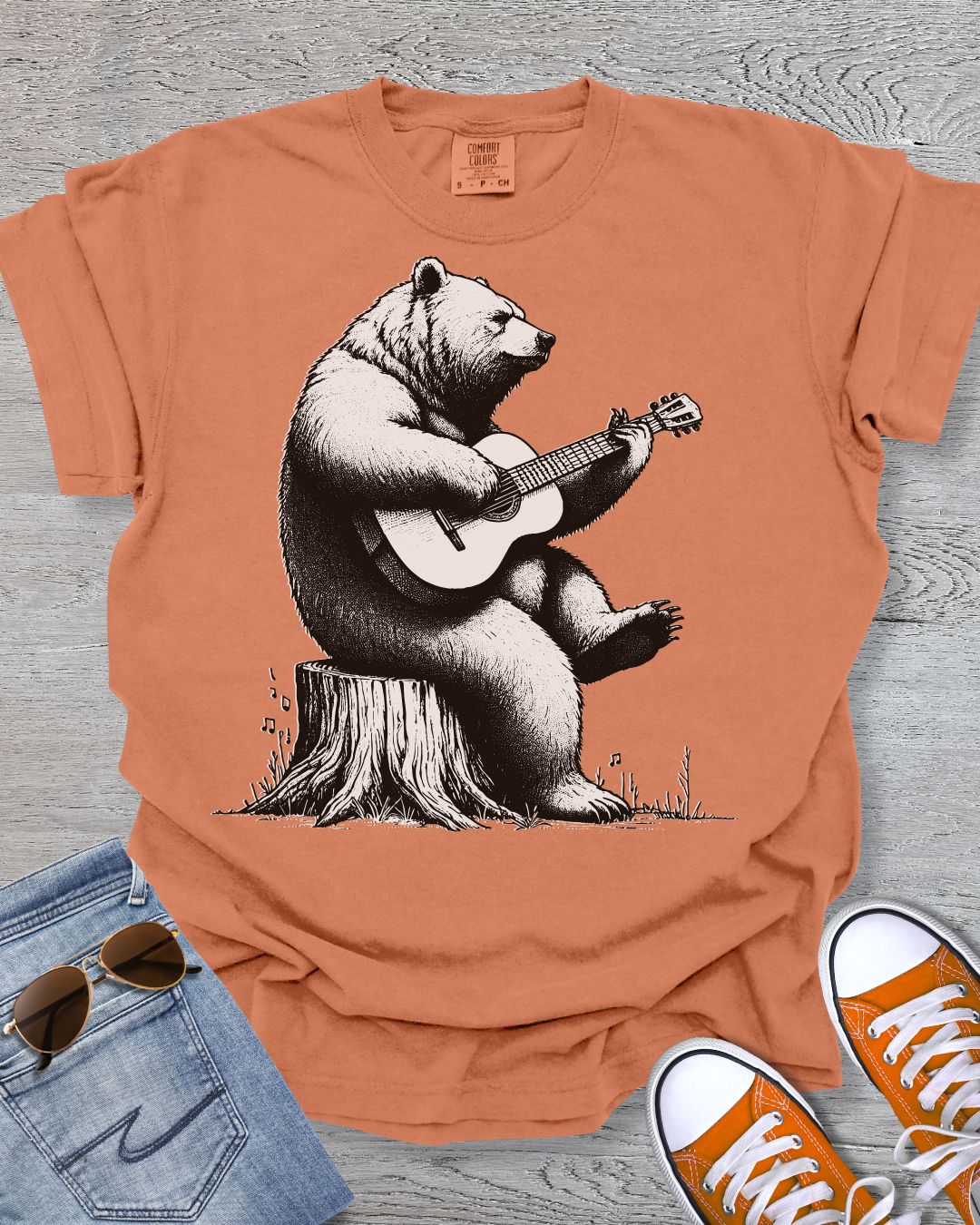 Bear Playing Guitar Premium Tee
