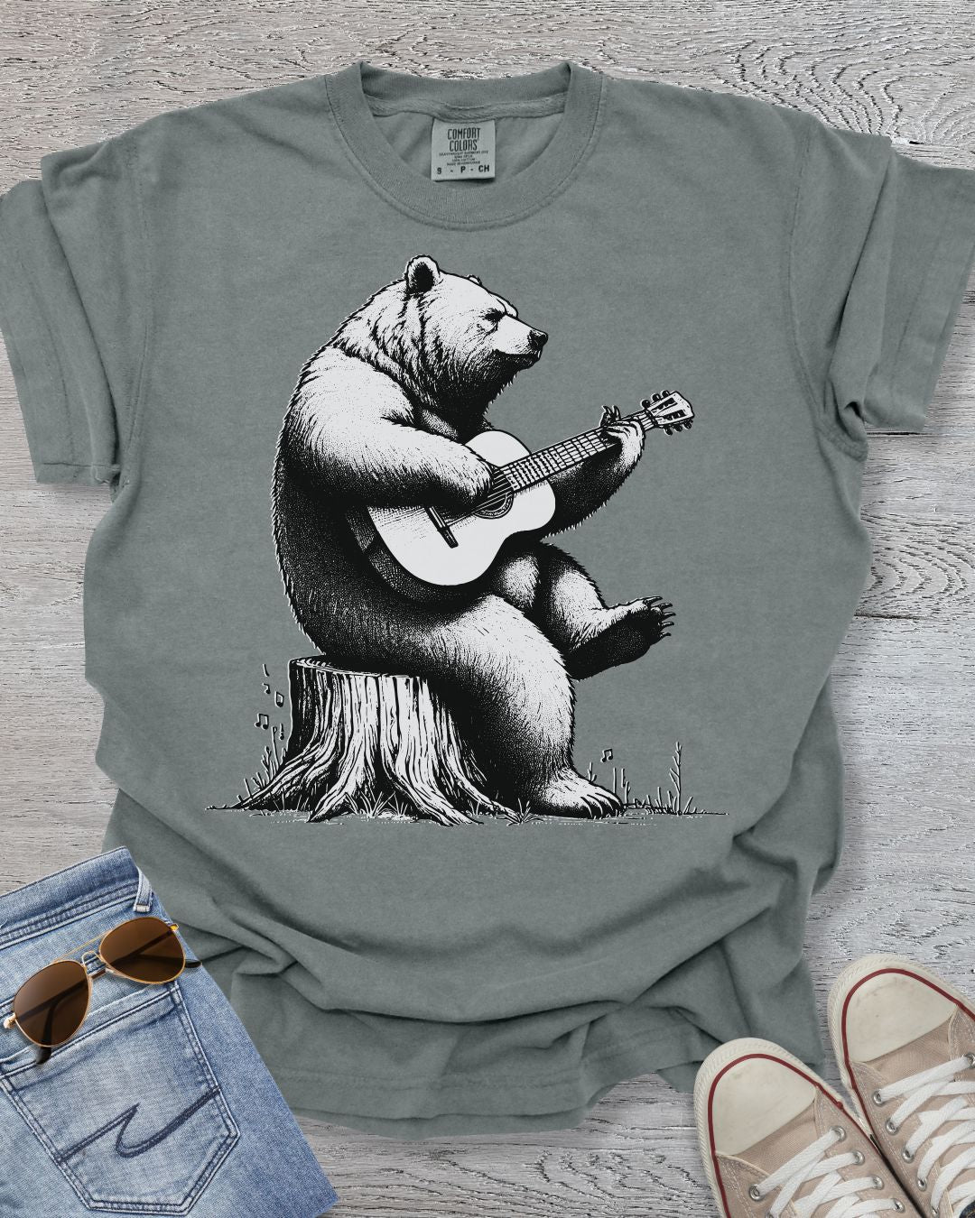 Bear Playing Guitar Premium Tee