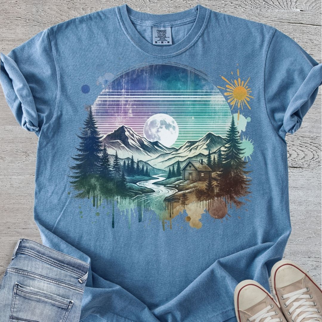 Cozy Moonlit Cabin Premium Tee