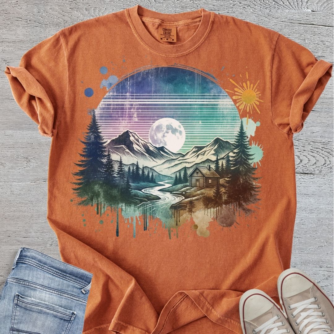 Cozy Moonlit Cabin Premium Tee