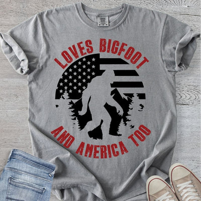 Loves Bigfoot & America Too Premium Tee