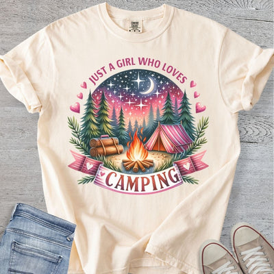 Girl Who Loves Camping Premium Tee