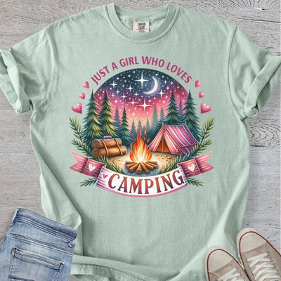 Girl Who Loves Camping Premium Tee