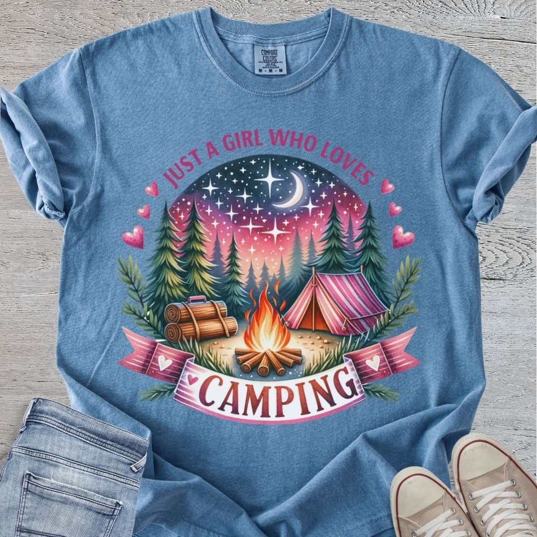Girl Who Loves Camping Premium Tee