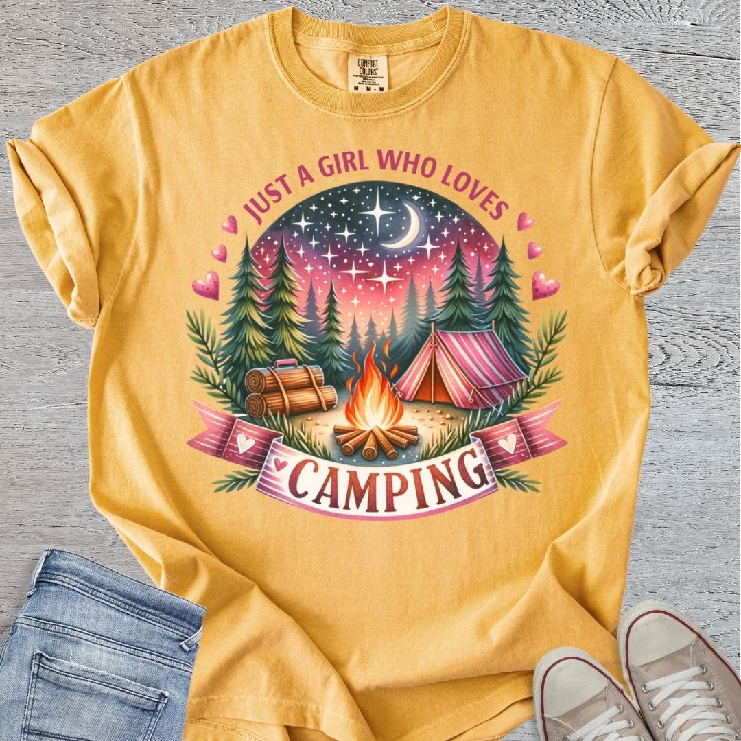 Girl Who Loves Camping Premium Tee
