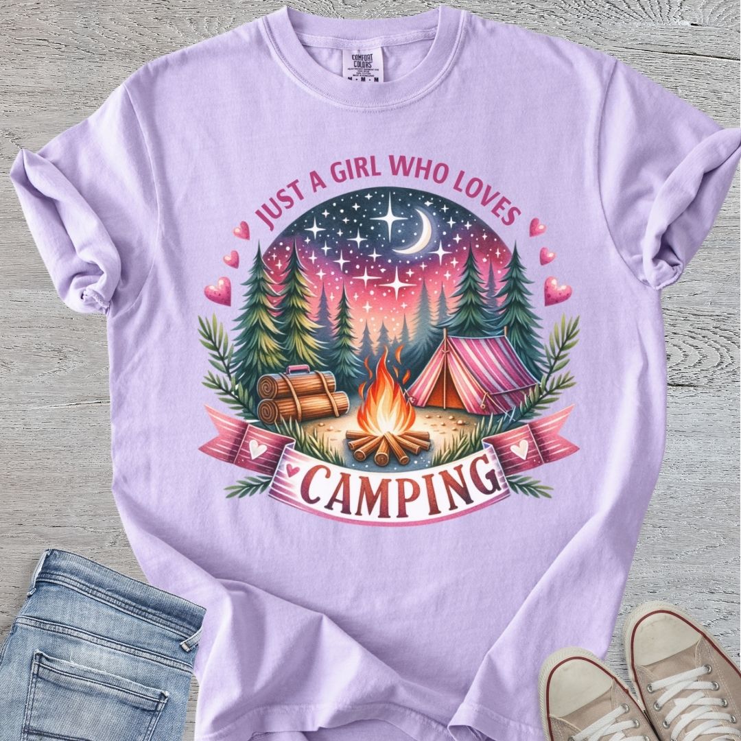 Girl Who Loves Camping Premium Tee