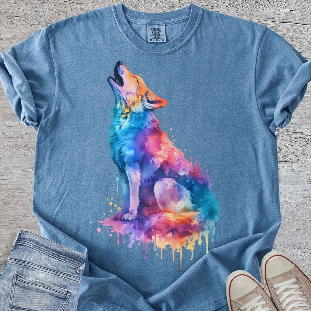 Colorful Howling Wolf Premium Tee