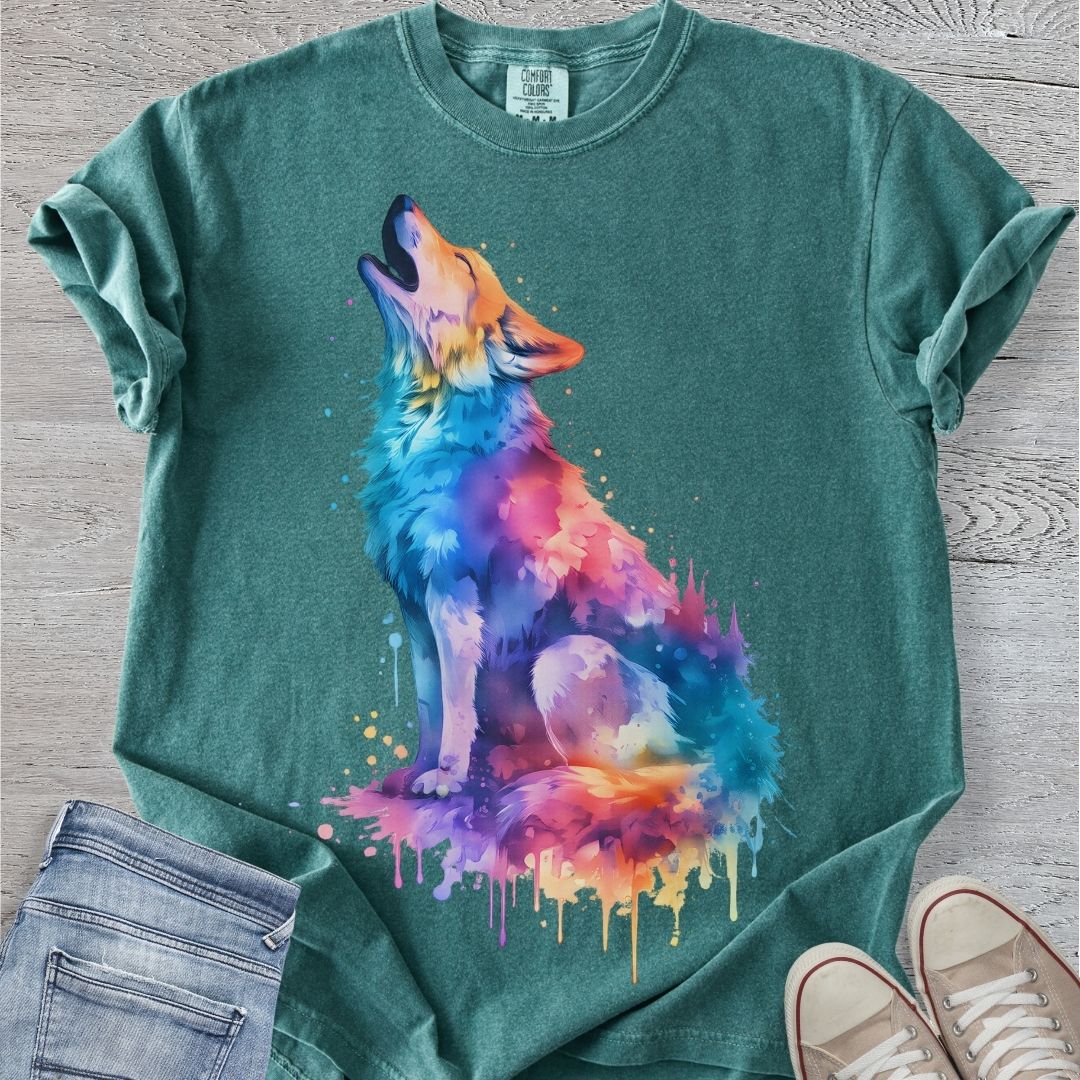 Colorful Howling Wolf Premium Tee