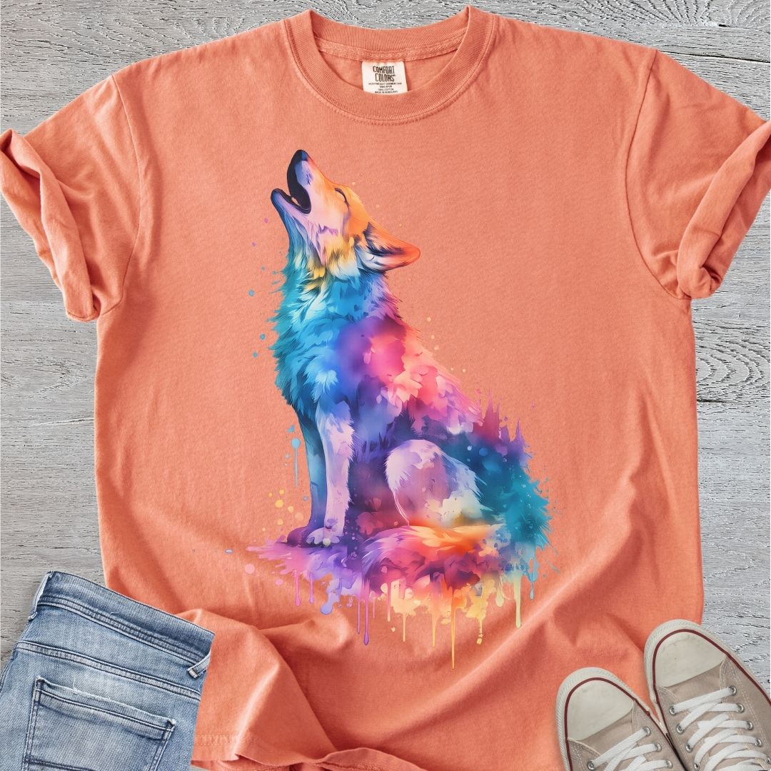 Colorful Howling Wolf Premium Tee