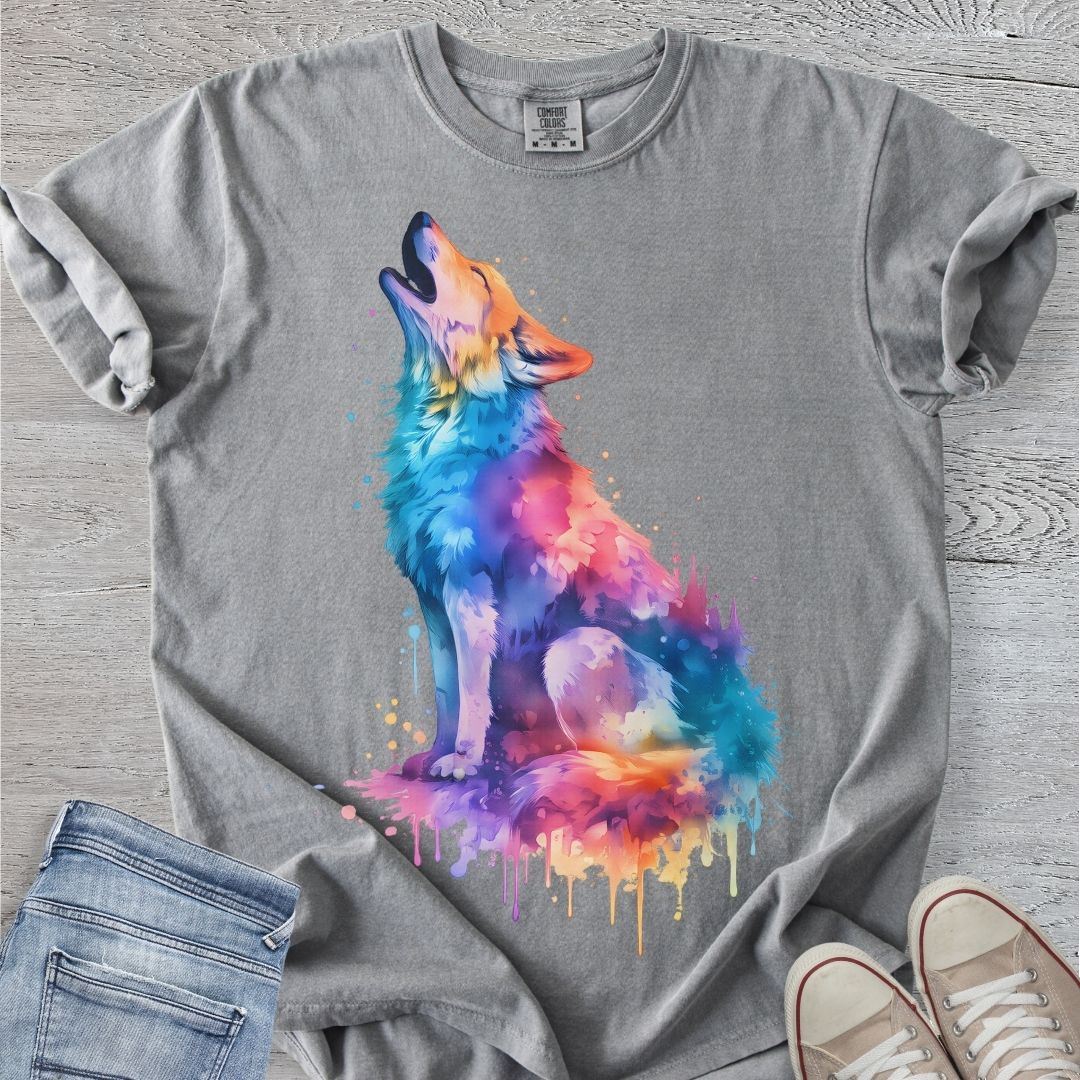 Colorful Howling Wolf Premium Tee