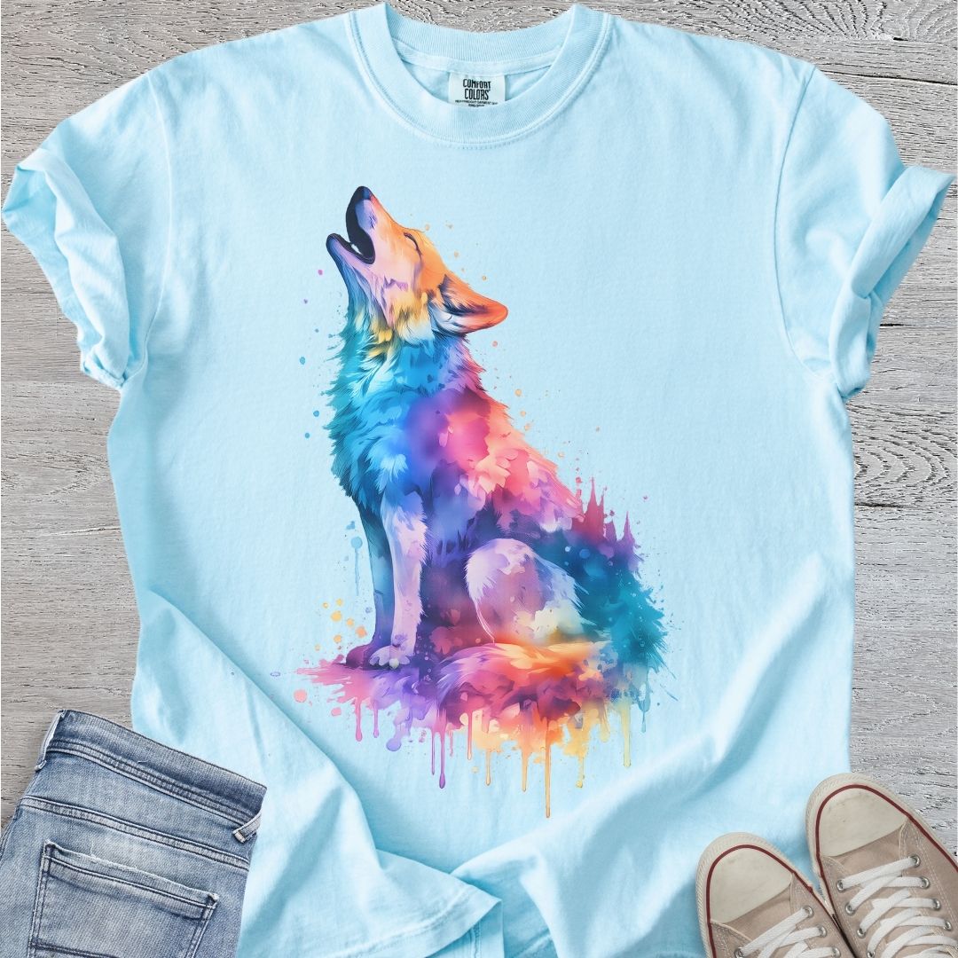 Colorful Howling Wolf Premium Tee