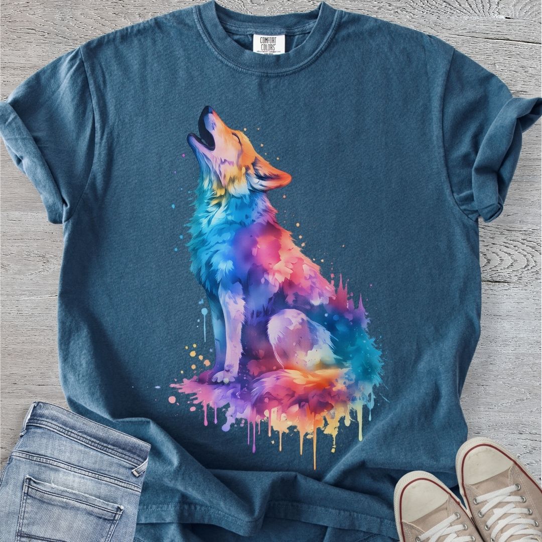Colorful Howling Wolf Premium Tee