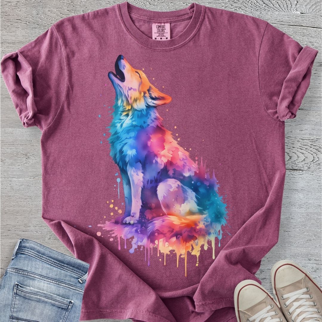 Colorful Howling Wolf Premium Tee
