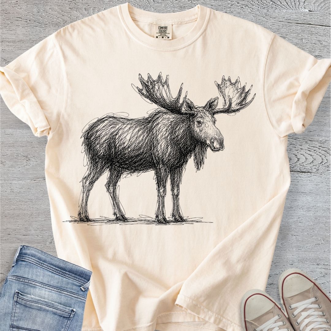 Moose Scribble Sketch Premium Tee