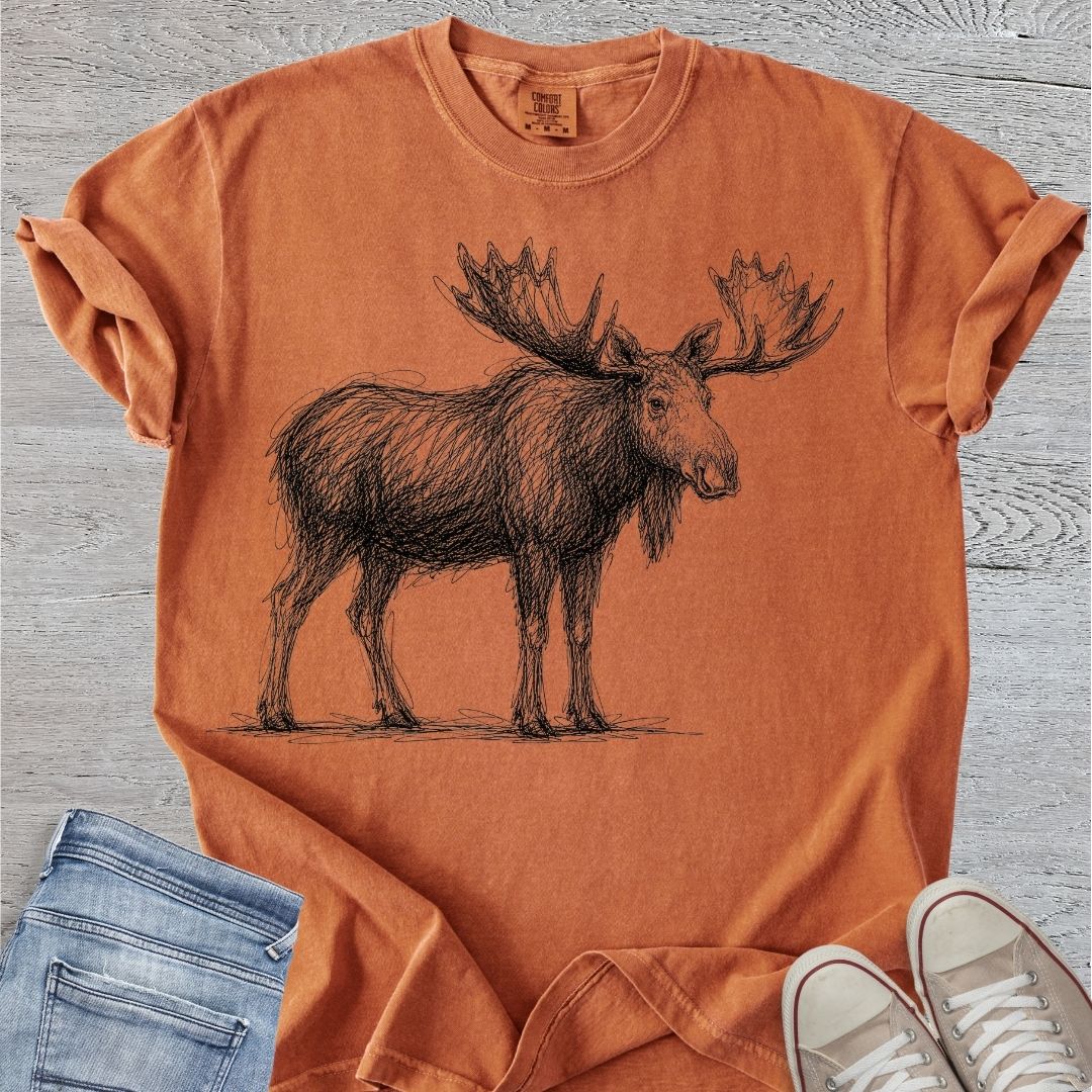 Moose Scribble Sketch Premium Tee