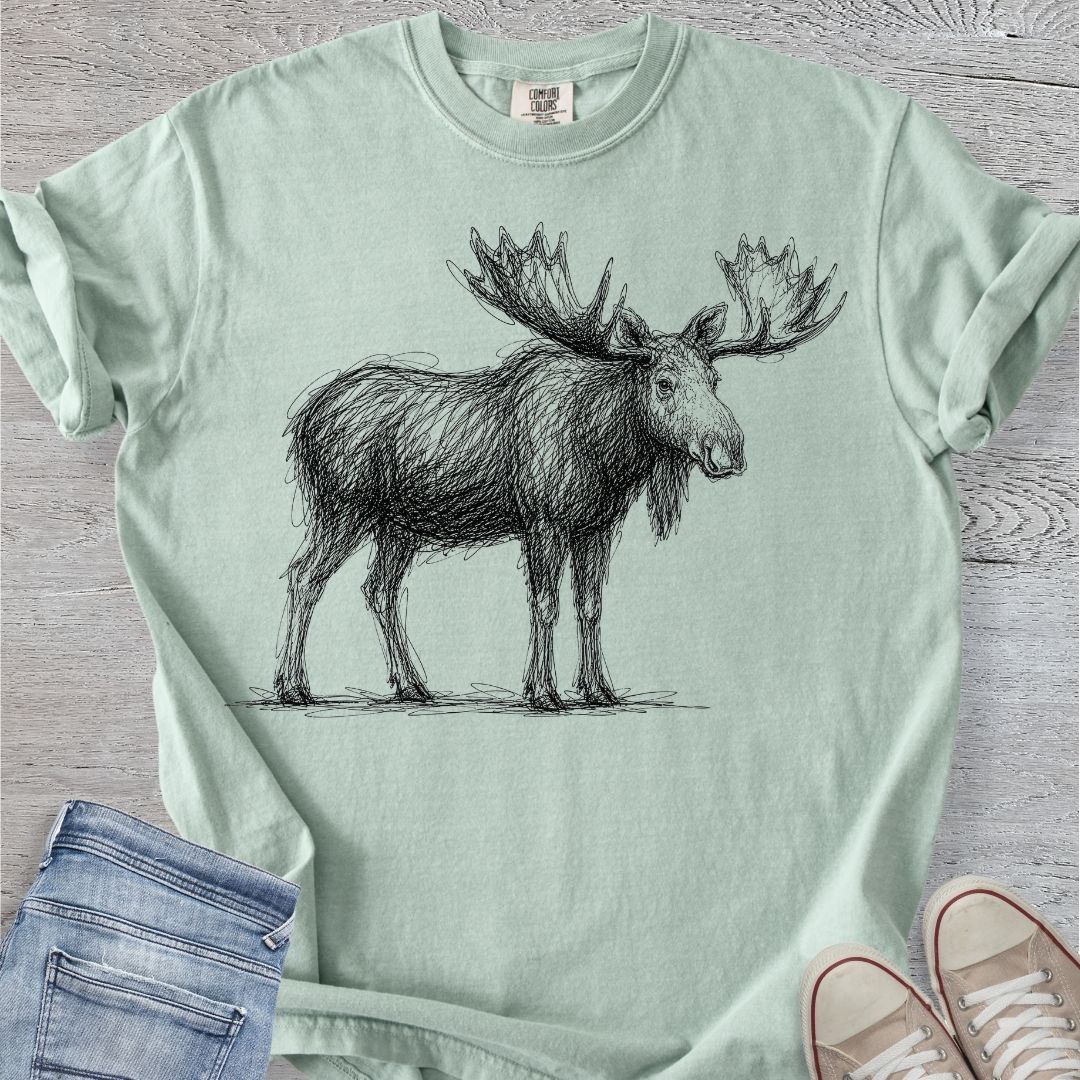 Moose Scribble Sketch Premium Tee