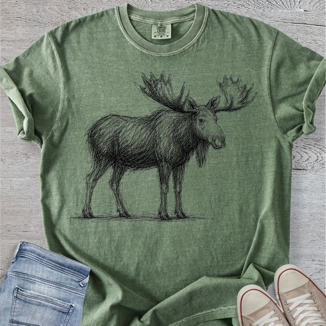 Moose Scribble Sketch Premium Tee