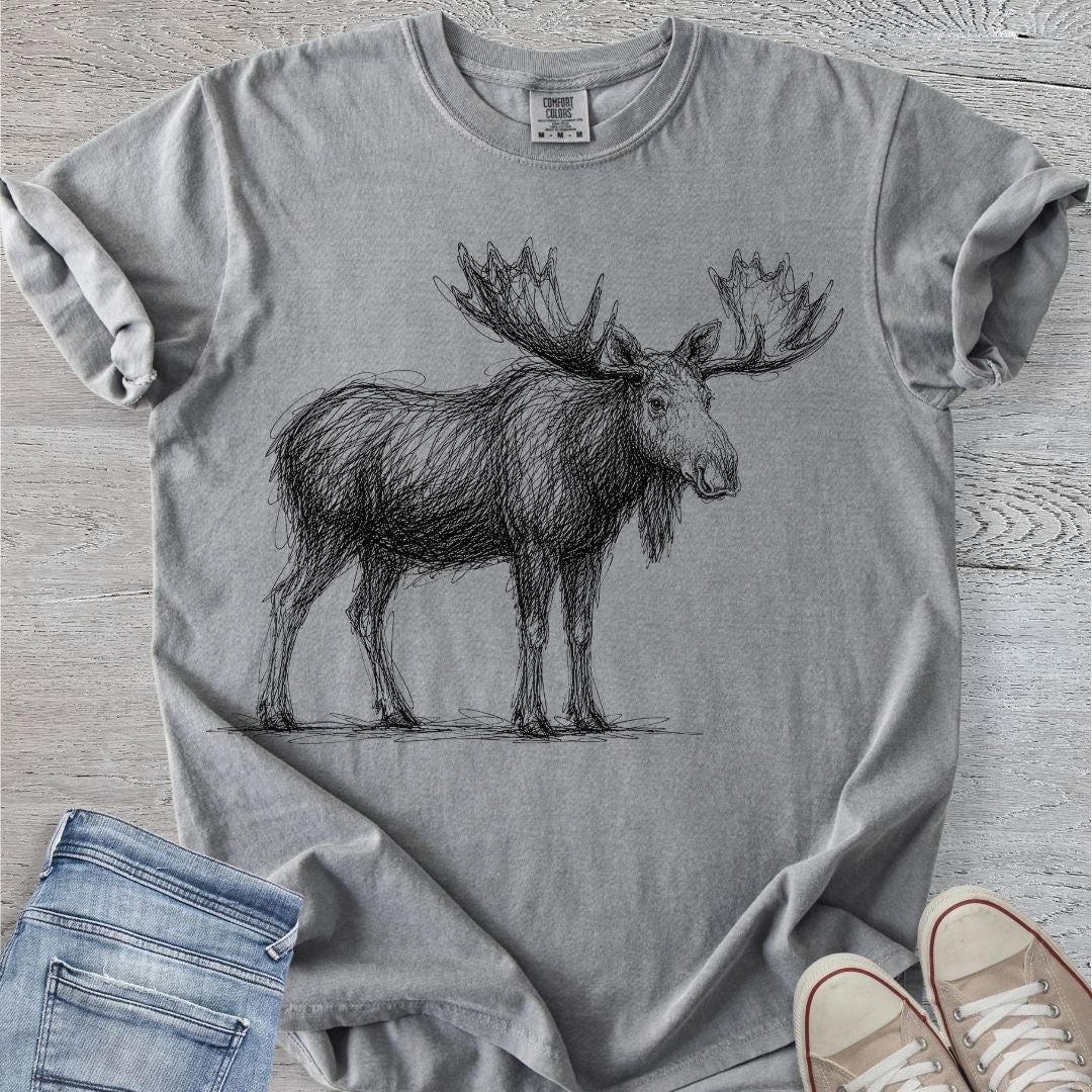 Moose Scribble Sketch Premium Tee