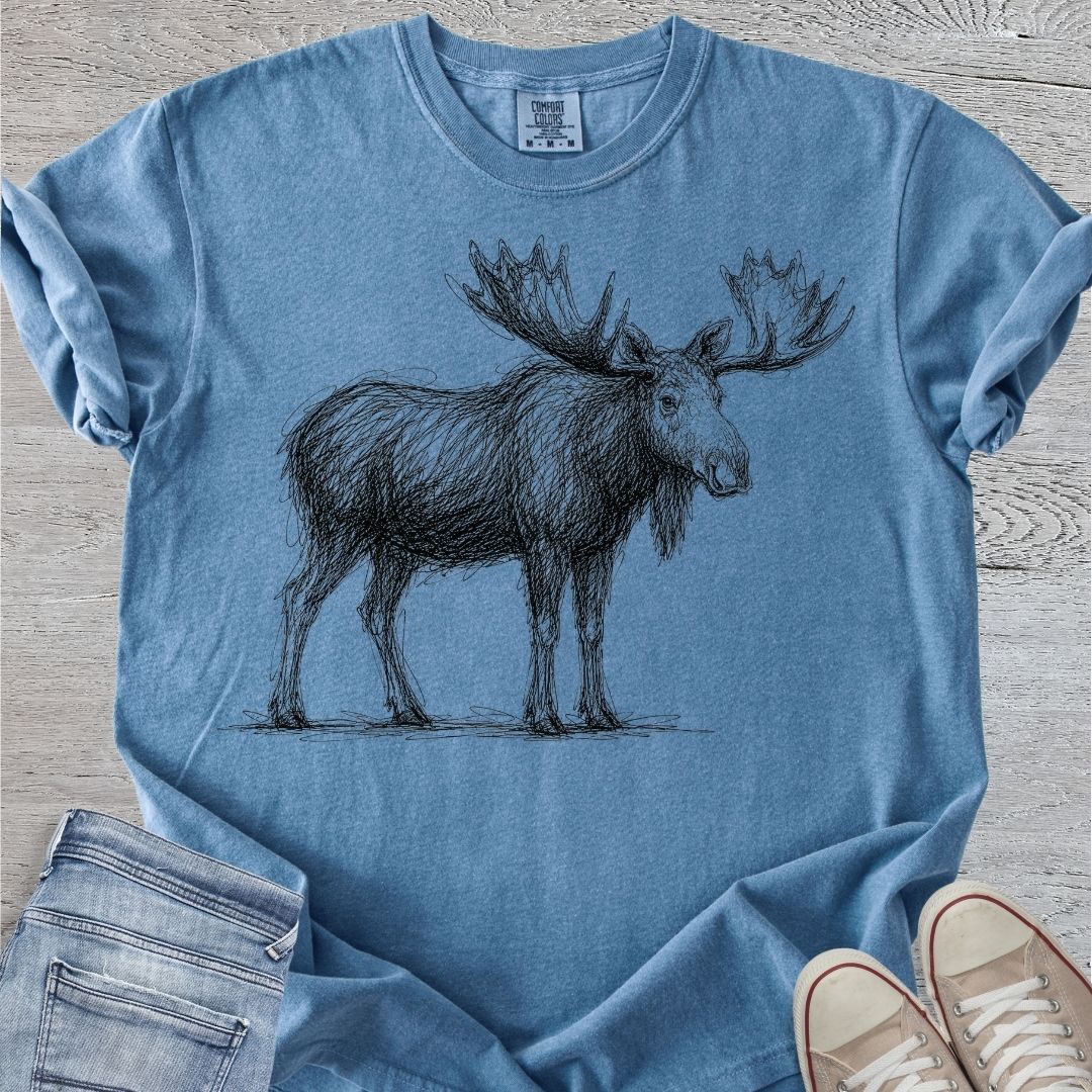 Moose Scribble Sketch Premium Tee