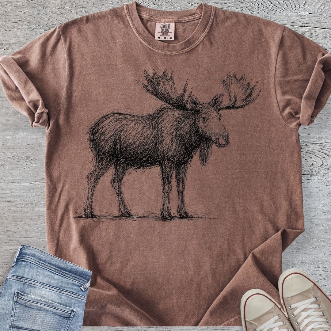 Moose Scribble Sketch Premium Tee