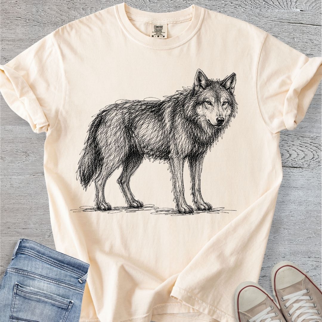 Wolf Scribble Sketch Premium Tee