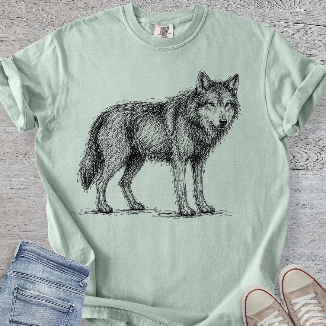 Wolf Scribble Sketch Premium Tee