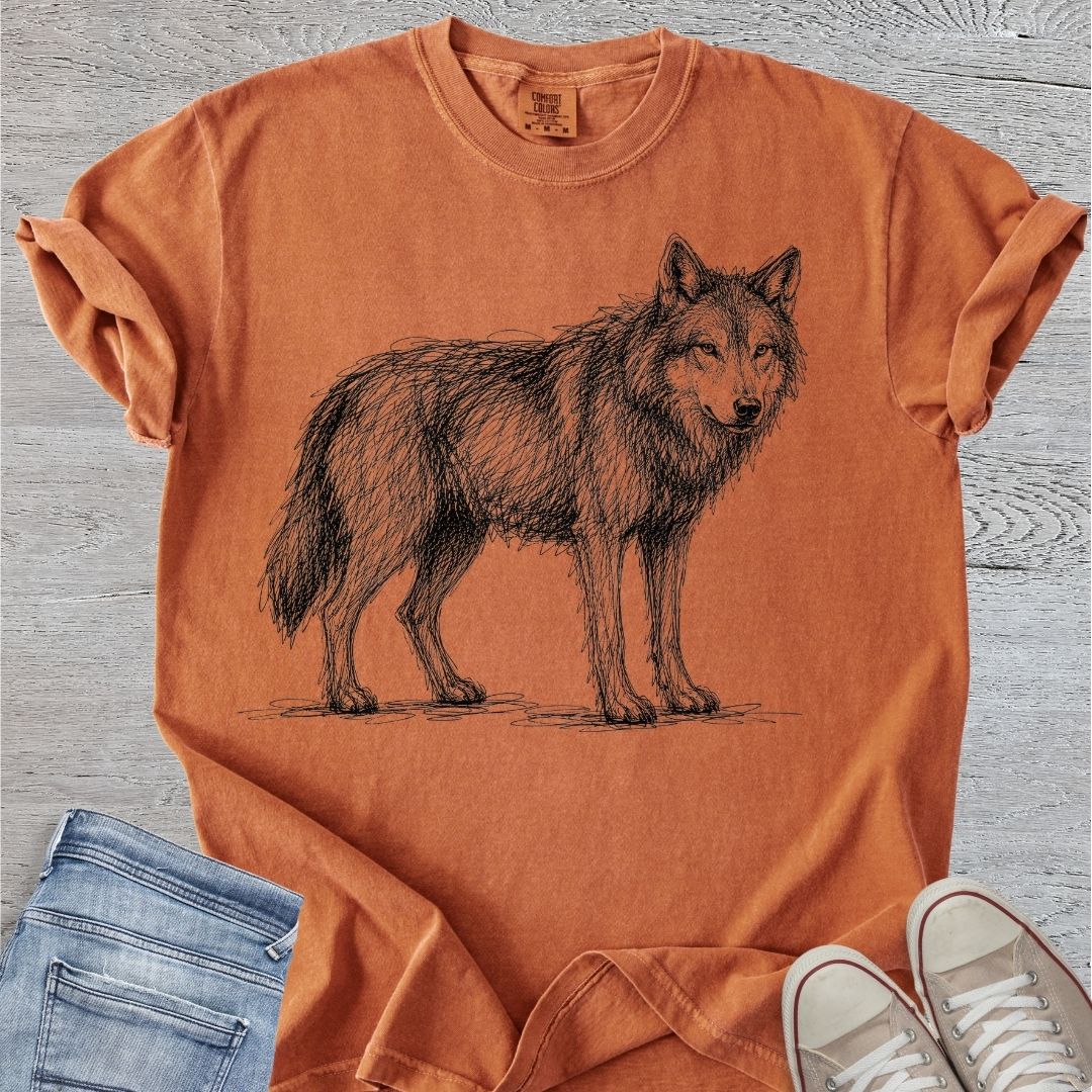 Wolf Scribble Sketch Premium Tee