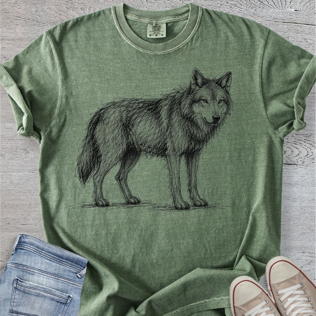 Wolf Scribble Sketch Premium Tee