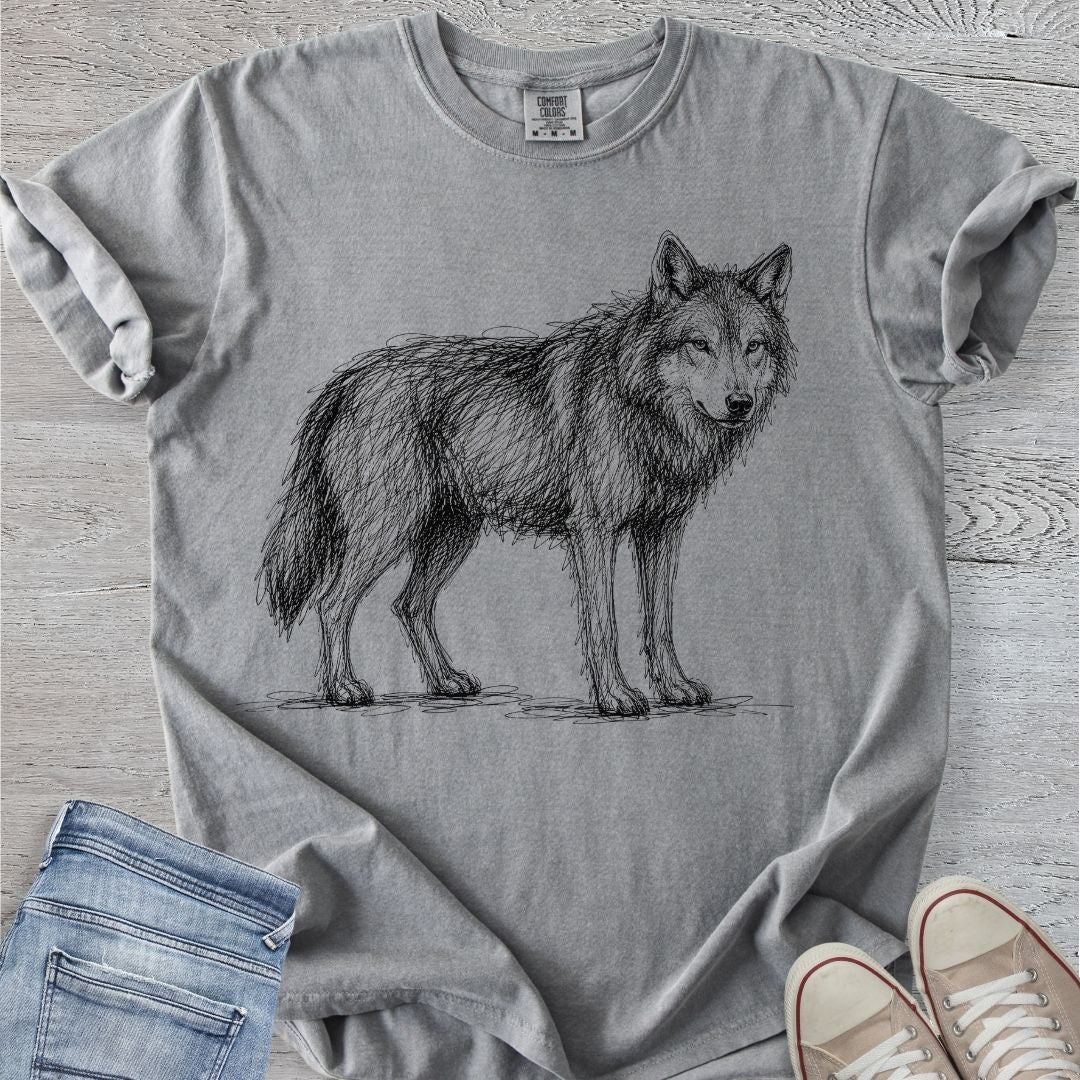 Wolf Scribble Sketch Premium Tee