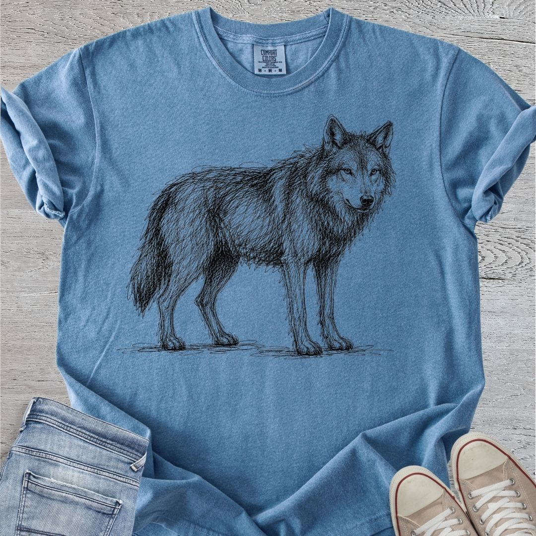 Wolf Scribble Sketch Premium Tee
