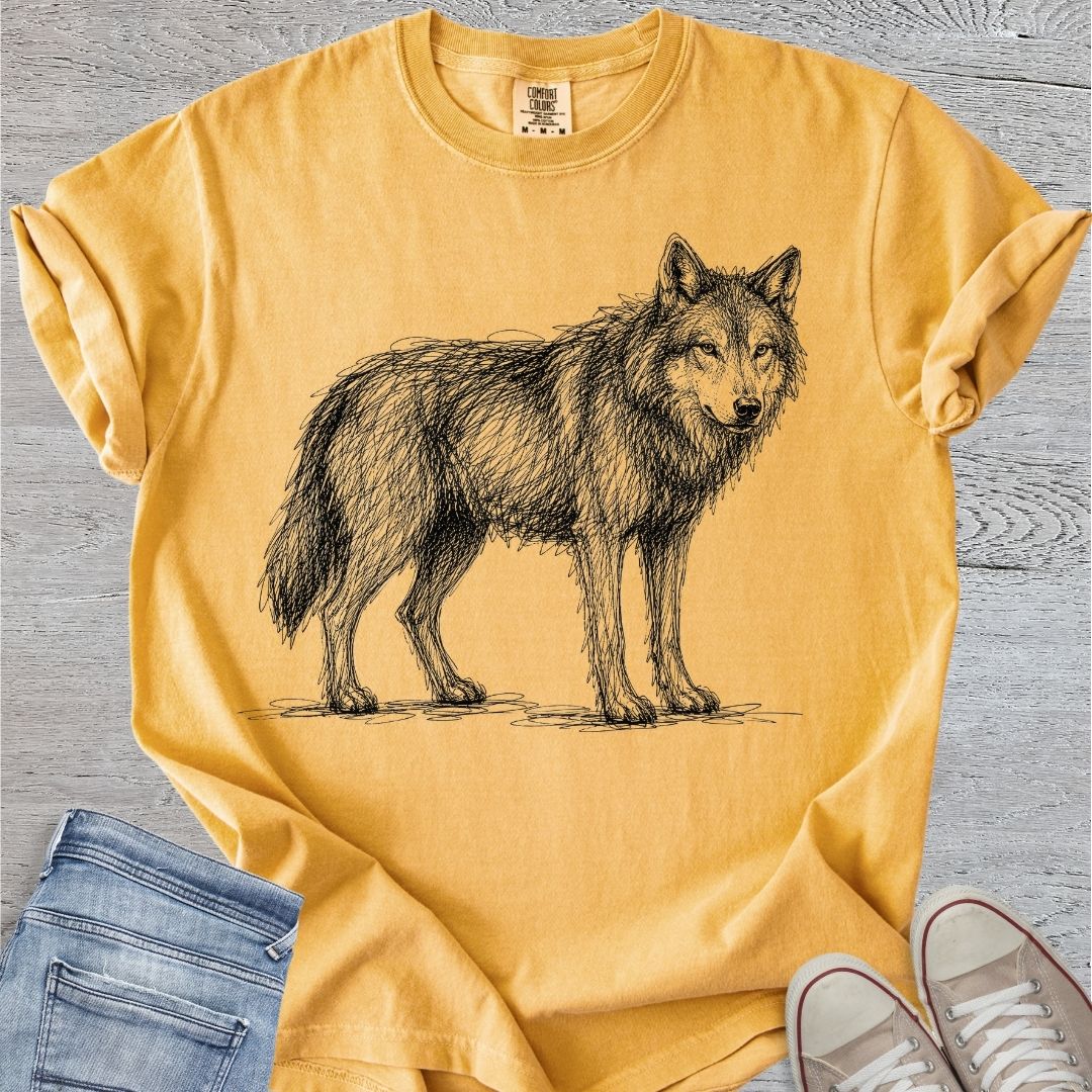 Wolf Scribble Sketch Premium Tee