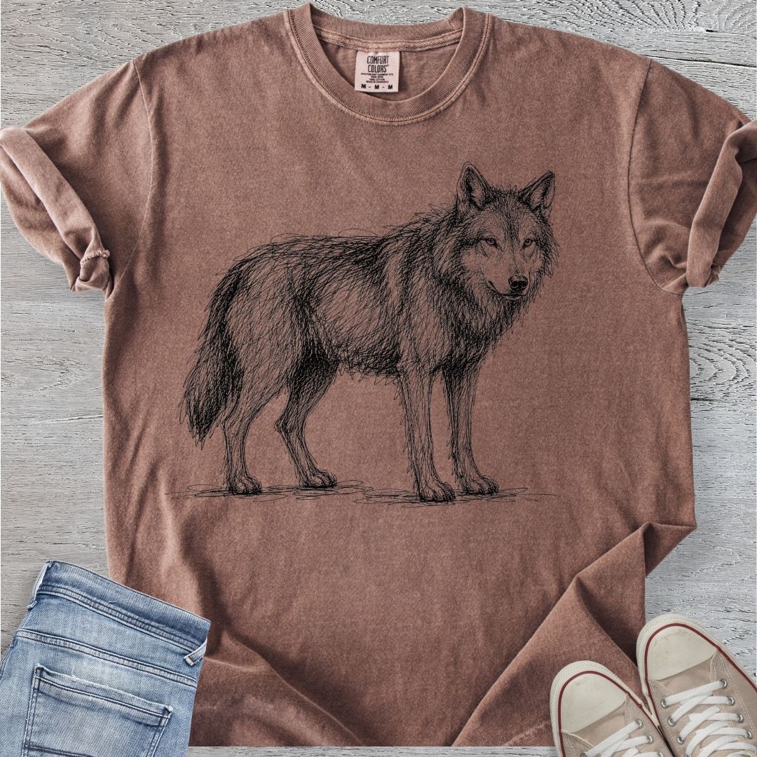 Wolf Scribble Sketch Premium Tee