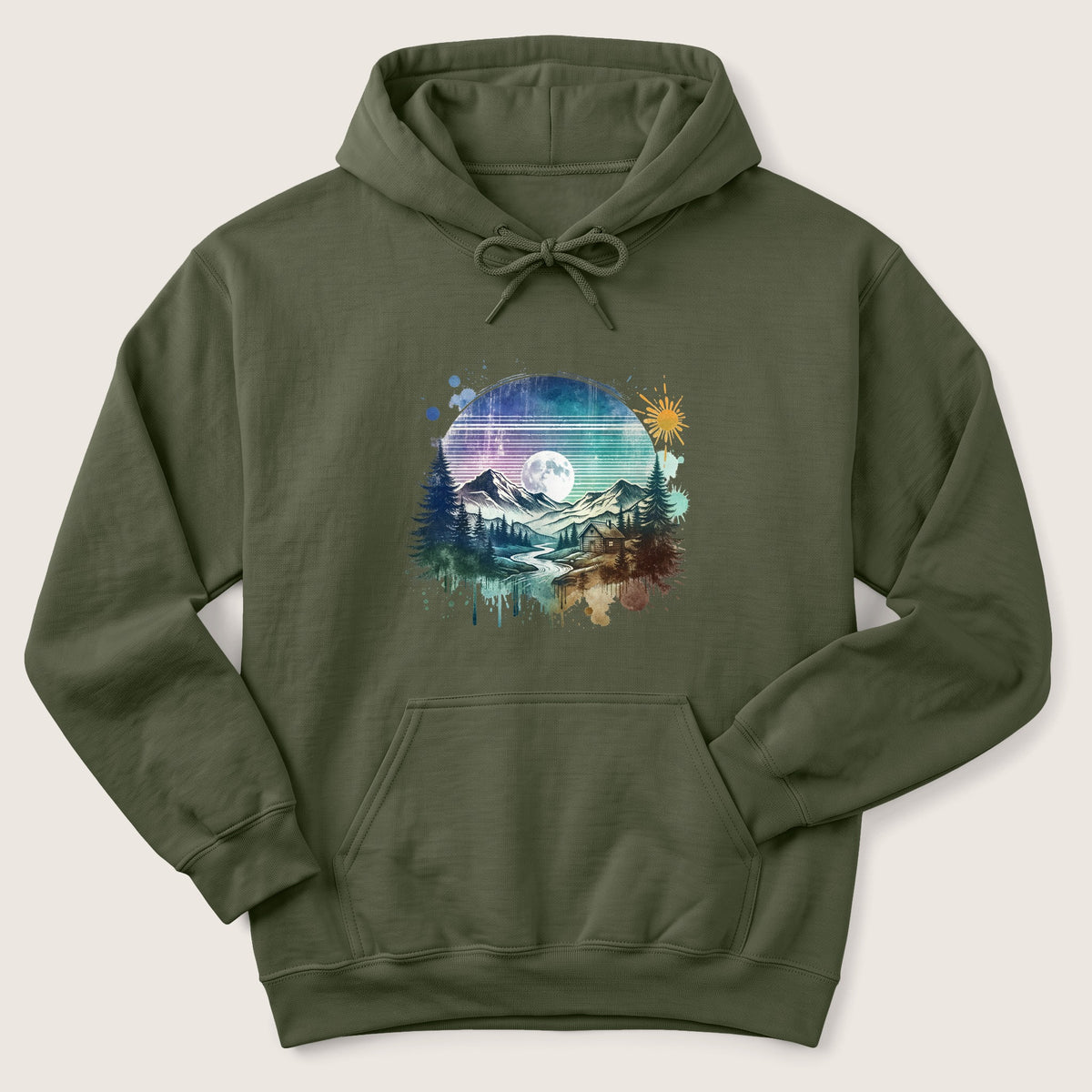 Cozy Moonlit Cabin Hoodie