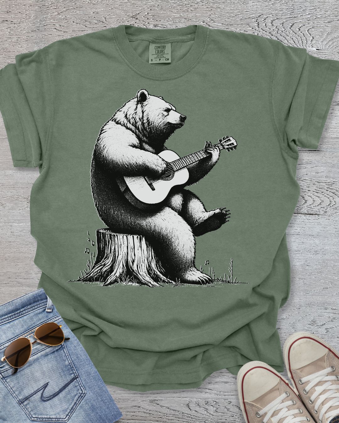 Bear Playing Guitar Premium Tee