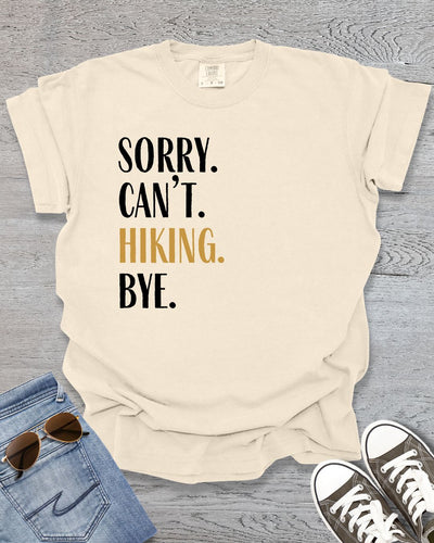 Sorry Can't Hiking Premium Tee_blk text