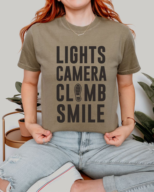 Lights Camera Climb Smile Premium Tee