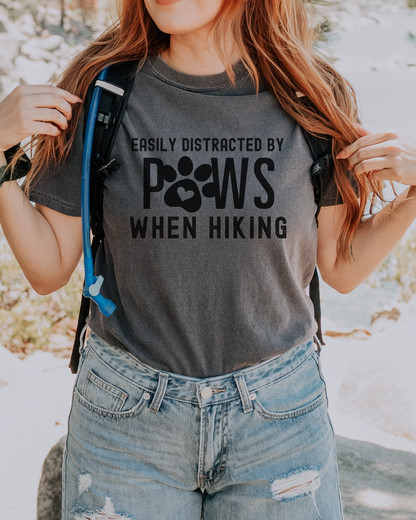 Easily Distracted By Paws When Hiking Premium Tee_Black Text