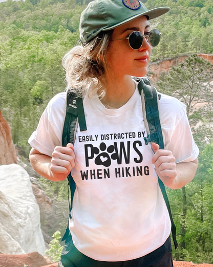 Easily Distracted By Paws When Hiking Premium Tee_Black Text