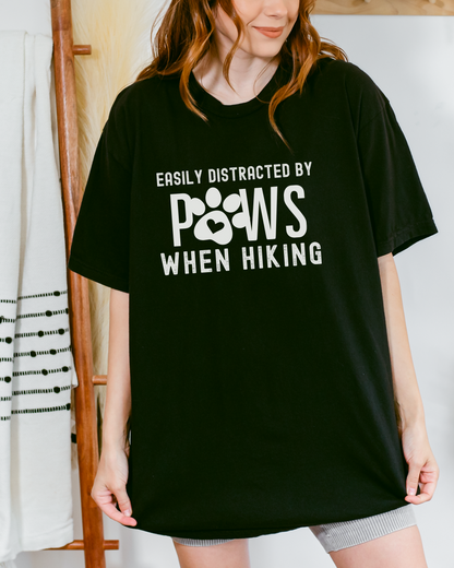 Easily Distracted By Paws When Hiking Premium Tee_White Text