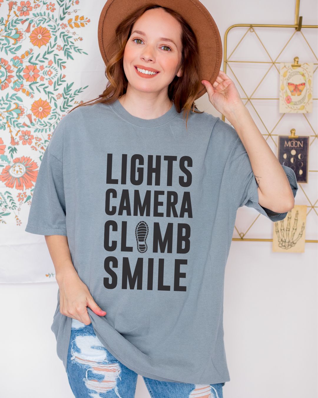 Lights Camera Climb Smile Premium Tee