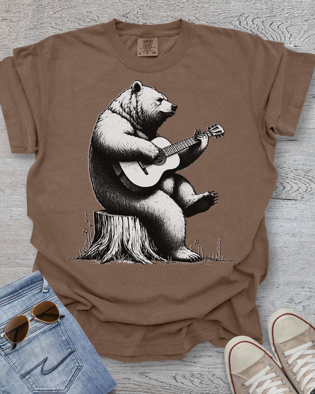 Bear Playing Guitar Premium Tee