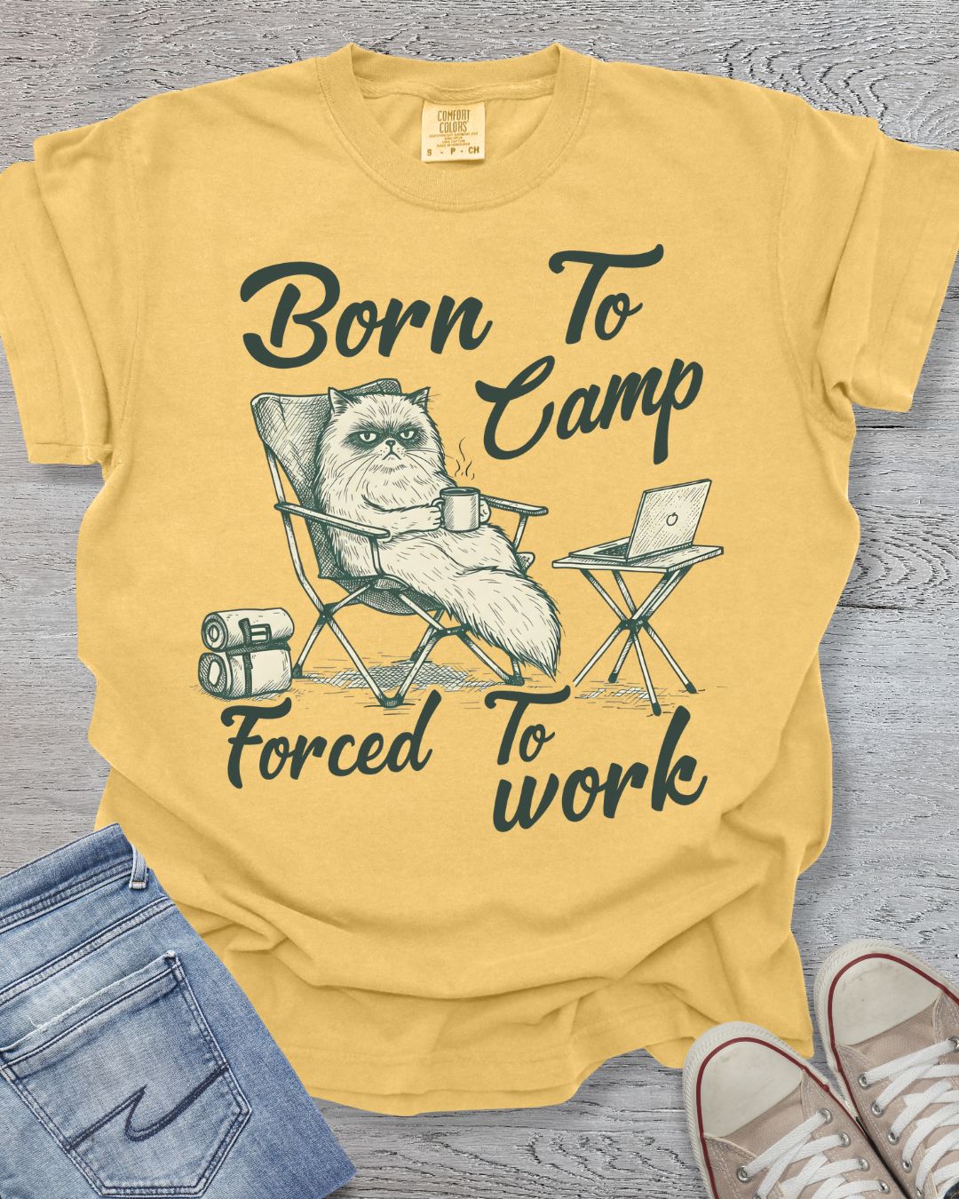 Funny Camping Cat Premium Tee