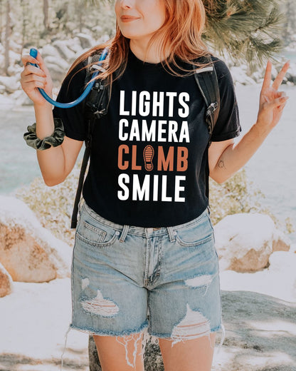 Lights Camera Climb Smile Premium Tee