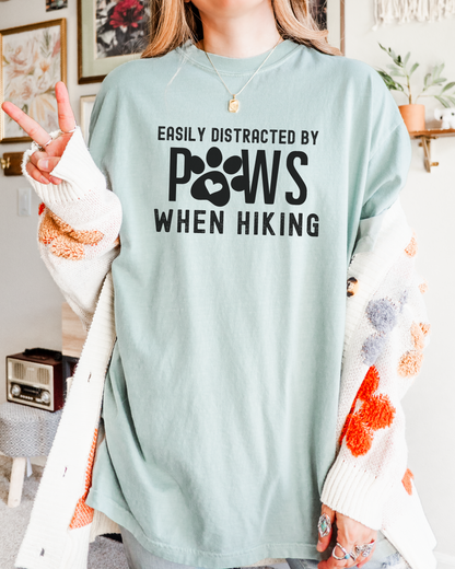 Easily Distracted By Paws When Hiking Premium Tee_Black Text