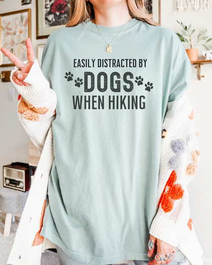 Easily Distracted By Dogs When Hiking Premium Tee_Black Text