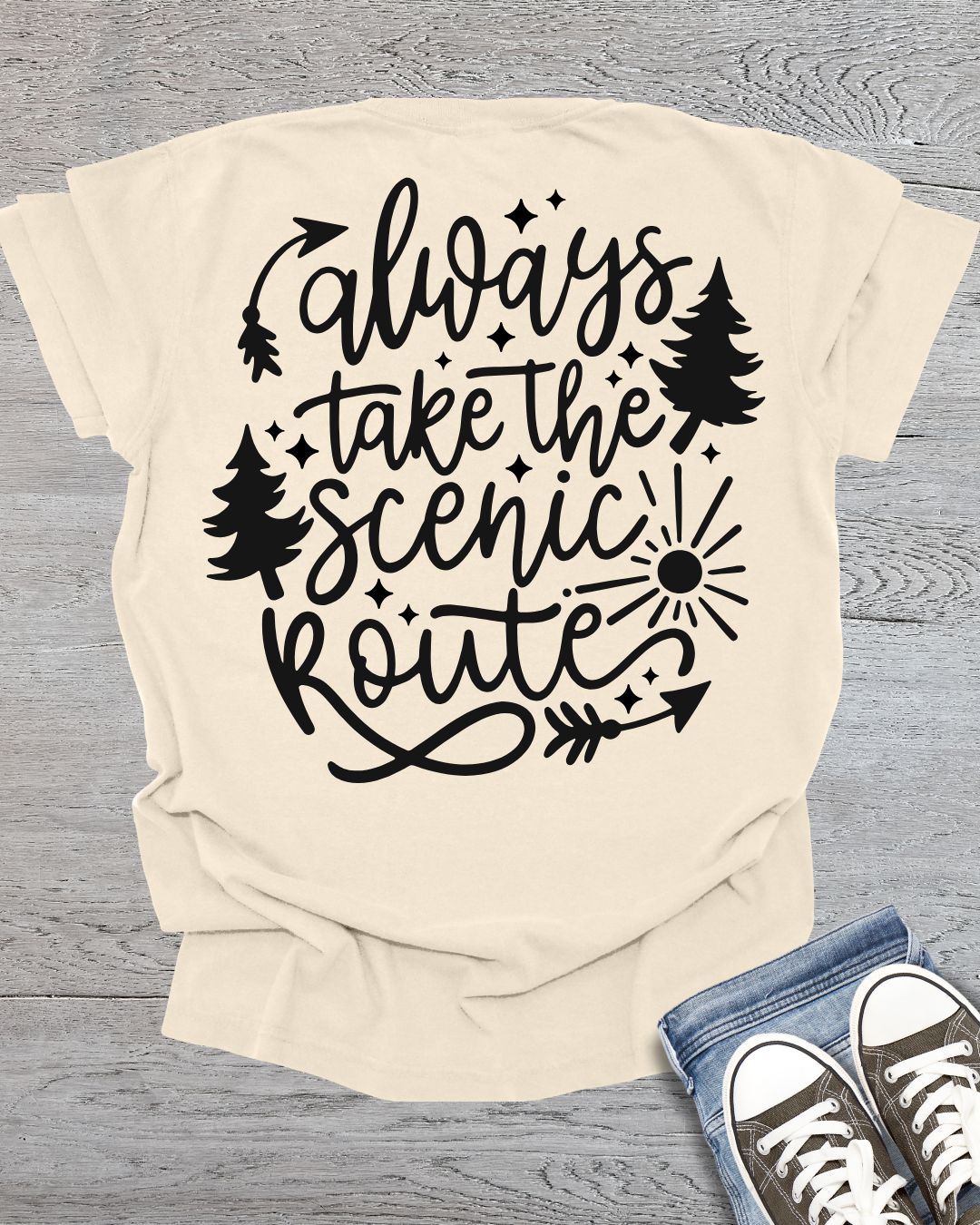 Always Take the Scenic Route -Back Side Only- Premium Tee
