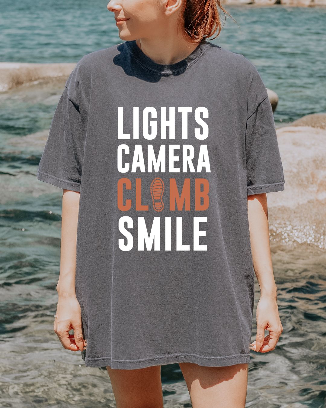 Lights Camera Climb Smile Premium Tee