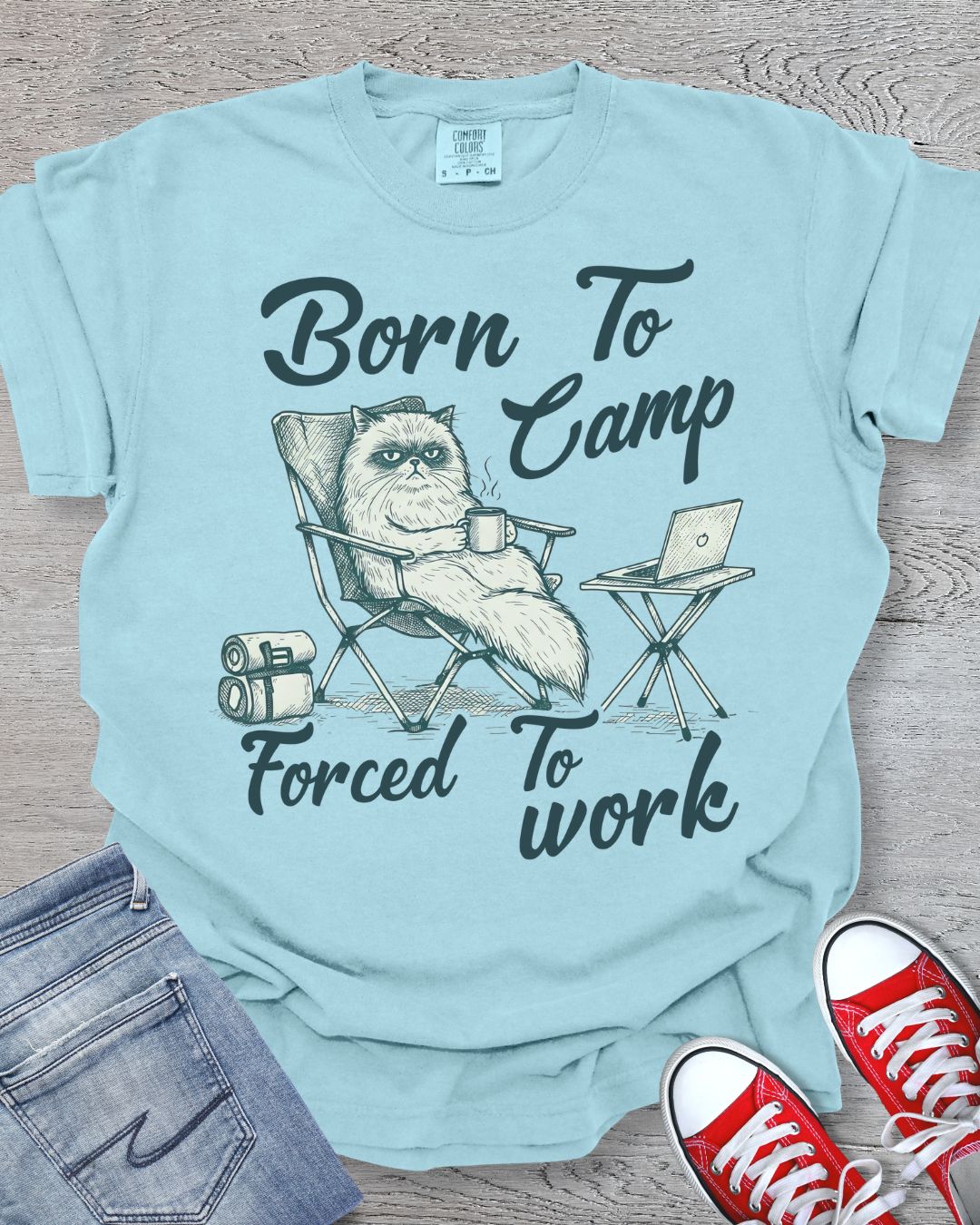 Funny Camping Cat Premium Tee