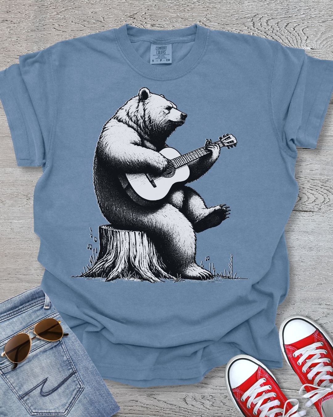 Bear Playing Guitar Premium Tee